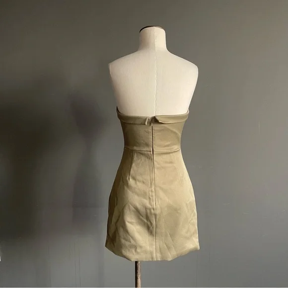 NBD Strapless Olive Tuxedo Mini Dress Off Shoulder Double Breasted - Picture 4 of 8